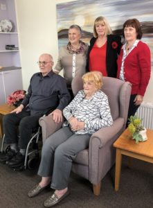 Linda, standing centre, with Laurie and Margaret seated, and their two daughters either side of Linda
